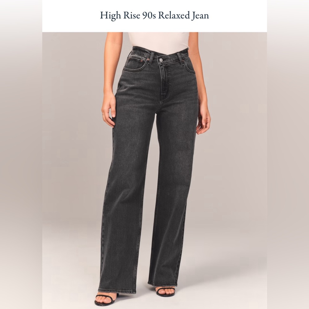 abercrombie high rise 90s relaxed jean in black